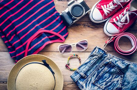 Travel Clothing accessories Apparel along for the tripの写真素材