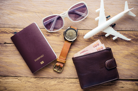 Tourism planning and equipment needed for the trip.の写真素材