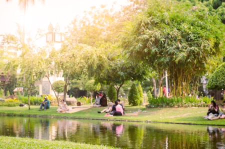 Blur people activities in the public park in morning
