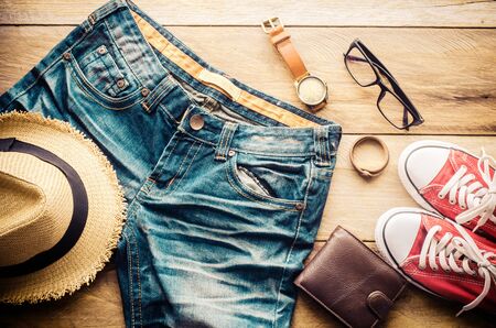 Travel Clothing accessories apparel along for the tripの写真素材