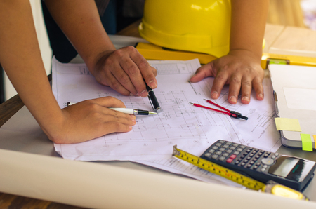 Team construction job . working with laptop in open space office. Meeting report in progress. business conceptの写真素材