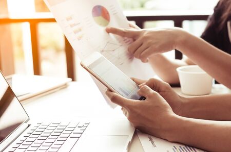business team analysis with financial graph at office, workplace,meeting times.