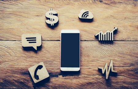 Smart phone and Business Icon Icons - Online Business Conceptsの写真素材