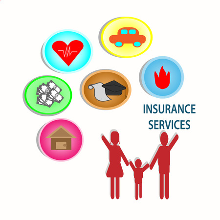 Insurance for Life and Family Security - concept vectorのイラスト素材