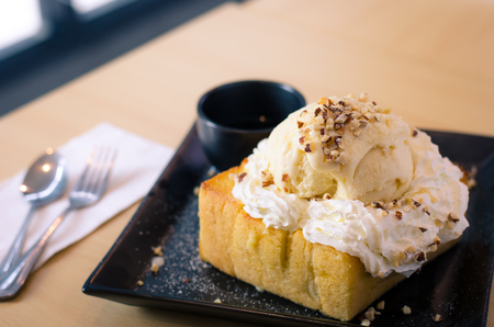 Honey toast ice cream popular desserts for everyoneの写真素材