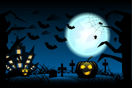 Halloween background is wild with dark background behind like an old castle with bat look awesome.のイラスト素材