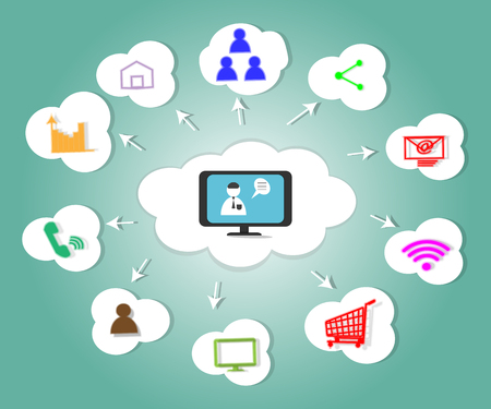 Technology networks used in business today.のイラスト素材