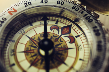 Old compass gold colorの写真素材