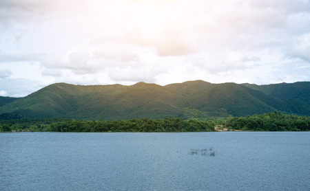 clound and sky near the river at moutain backgroundの写真素材