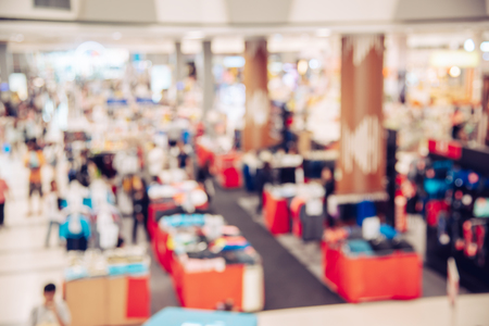 Shopping mall top view blurred indoors with light for lifestyle conceptの写真素材