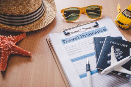 Travel insurance documents to help travelers feel confident in travel safety.の写真素材