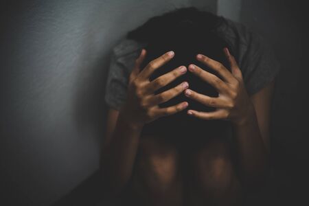Young girls were detained and tortured in the concept of women in the trafficking of people, the concept of human trafficking, International Women's Day.の写真素材