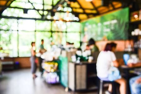 Blur coffee shop where people use the serviceの写真素材