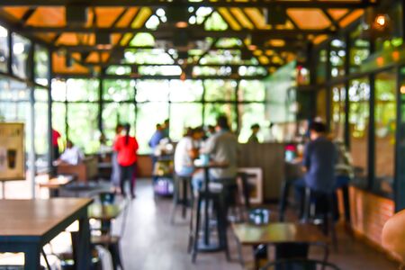 Blur coffee shop where people use the serviceの写真素材