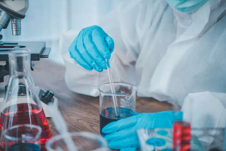 Scientists are researching vaccines against viruses in the laboratory of medicine science education in the laboratory.の写真素材