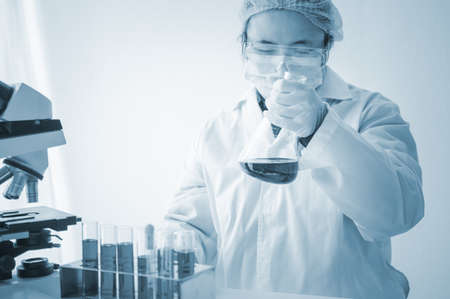 Scientists are researching vaccines against viruses in the laboratory of medicine science education...
