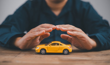 Hand Protecting Car,symbol of Car Insurance and Coverage for Auto Safety , Security,Protection...