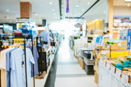 Abstract blurred of people in shopping mall of department store for background