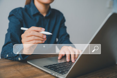 Internet Data Search.Data Search Technology Search Engine Optimization.Searching Browsing Internet Data Information Networking Conceptの写真素材