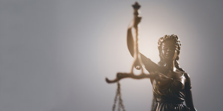 Lady justice,Law theme, mallet of the judge, law enforcement officers, evidence-based cases and documents taken into account.の写真素材