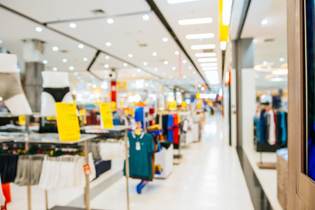 Abstract blurred of people in shopping mall of department store for backgroundの写真素材