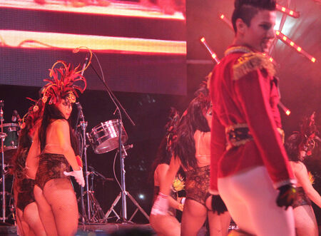 Entertainers performing on a stage in Playa del Carmen, Mexico 08 Feb 2013 No model release Editorial onlyのeditorial素材