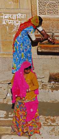 Women on a street in Jaisalmer, India 06 Jan 2009 No model release Editorial use onlyのeditorial素材