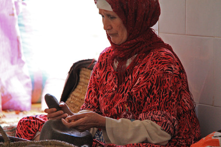 A woman working at a market in Massaoud, Morocco 23 Jul 2013 No model release Editorial use onlyのeditorial素材