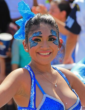 A dancer performing at a parade during a carnaval in Veracruz, Mexico 07 Feb 2016のeditorial素材