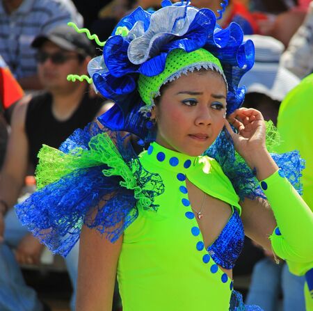 A dancer performing at a parade in Veracruz, Mexico 07 Feb 2016のeditorial素材