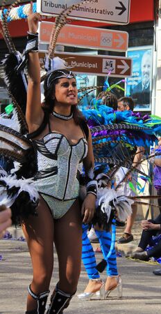 A dancer performing at a parade during a carnaval in Loule, Portugal 26 Feb 2017 No model release...