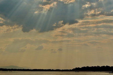 Amazing sunset in African Congoの写真素材