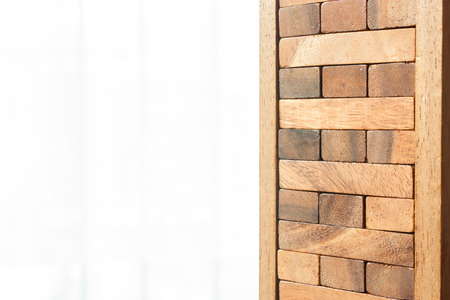 Wood block tower game childrenの写真素材