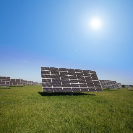 solar panels to generate electricityの写真素材