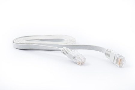 lan cable on white backgroundの写真素材