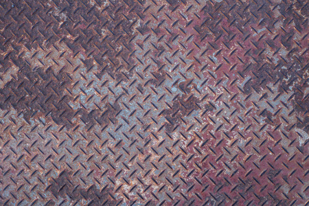 Steel floor rust, Background of metal diamond plate in grungy color.の写真素材