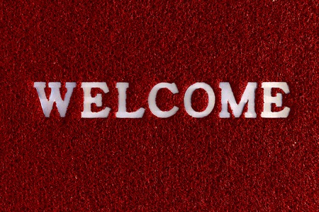 Welcome word plastic with rubber capet colorful in red green blue.の写真素材