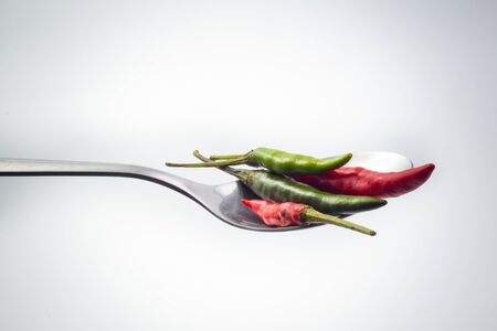 Thai Chili pepper on spoon.の写真素材