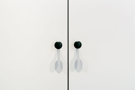 clean white cabinet doorsの写真素材