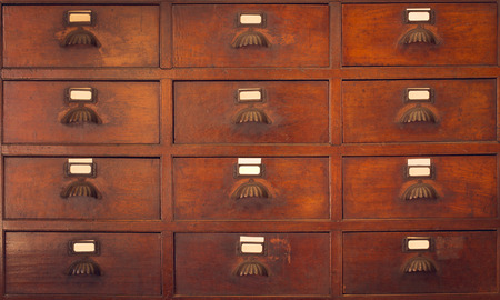 Wooden Cabinet in old Chinese herbal store, vintage color tone.の写真素材