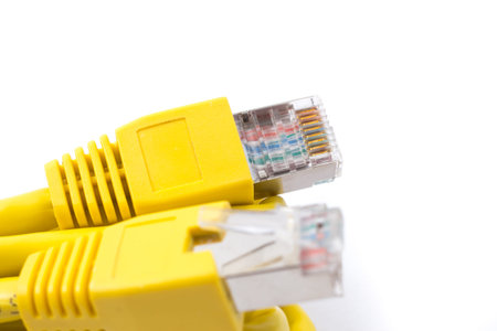 closeup Lan Head, LAN RJ45 Steel Shielded Plug, CAT5 Network cable.