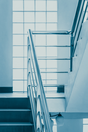 Ladder Lighting or Interior nature light from Glass block wall, Eco Energy saving building design concept.の写真素材