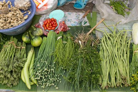 Local vegetables on rural market in Thailand.の写真素材