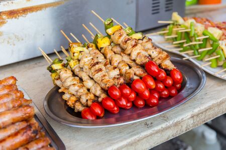 Grilled BBQ in Thai street food market.の写真素材