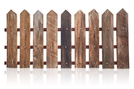 wood fence isolated on white.の写真素材