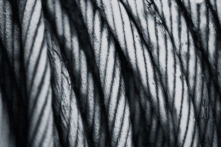 old aged steel cable steel wire or steel rope, rope sling drum black and white tone.の写真素材