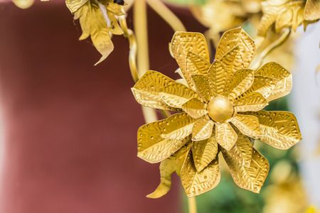 golden flower temple decoration in Thailand.の写真素材
