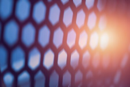 blur geometry for background, Hexagon bokeh metal grill shallow depth of fieldの写真素材