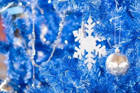 fantasy blue glitter Christmas happy new year for backgroundの写真素材
