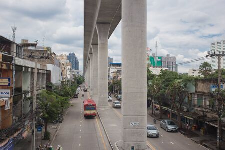 Bangkok,THAILAND-August 25 2016: BTS Sky train high rail at Bang Po Station, Bangkok Thailand.のeditorial素材